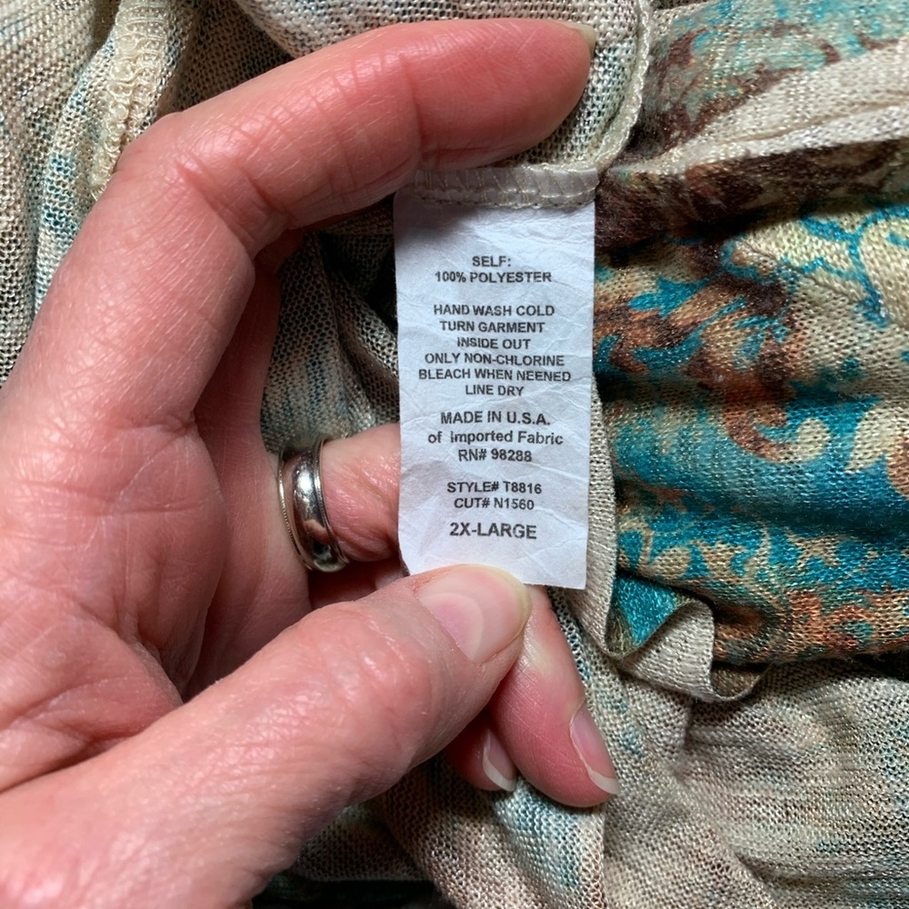 CALSTYLE Tunic Turquoise & Golden Brown Size 2XL - Picture 8 of 8